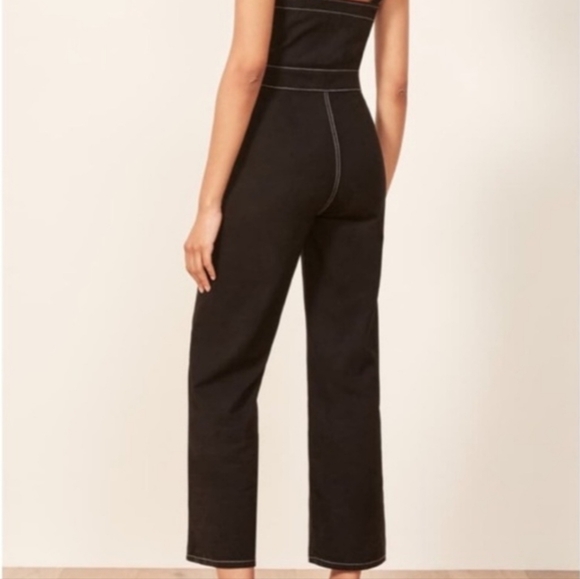 Reformation women 0 Amory topstitch denim jumpsuit gorpcore outdoor workwear - Picture 4 of 13